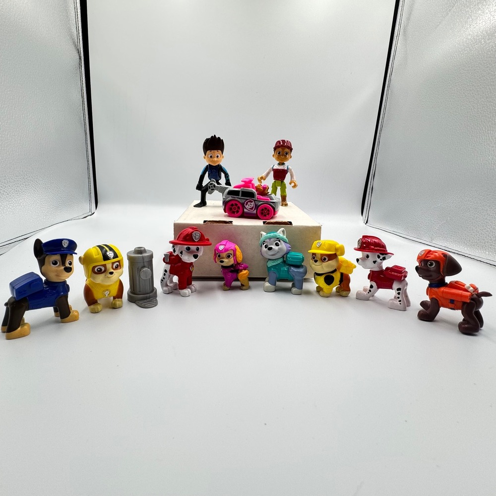 Paw Patrol Mixed Figure Lot 2 Ryder 8 Pups Skye Vehicle Hydrant Chase Everest